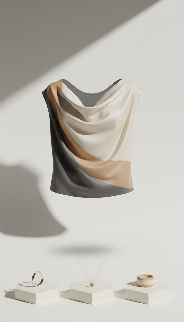Minimalist silk drape blouse