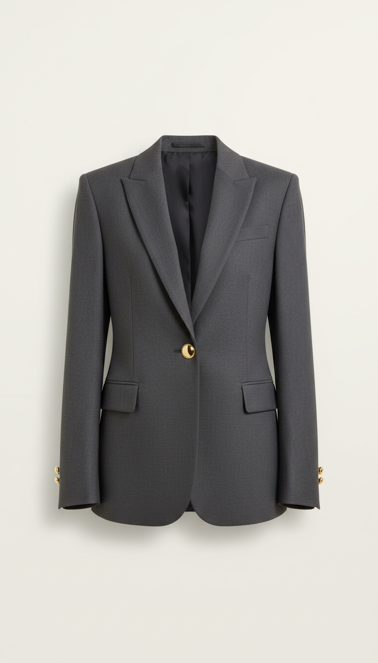 Structured Charcoal Blazer with Gold Cufflinks